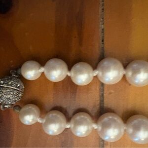 Classic White Pearl Strand Necklace with Decorative Clasp